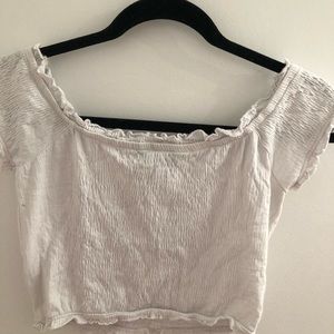 Ruched crop with frill hem